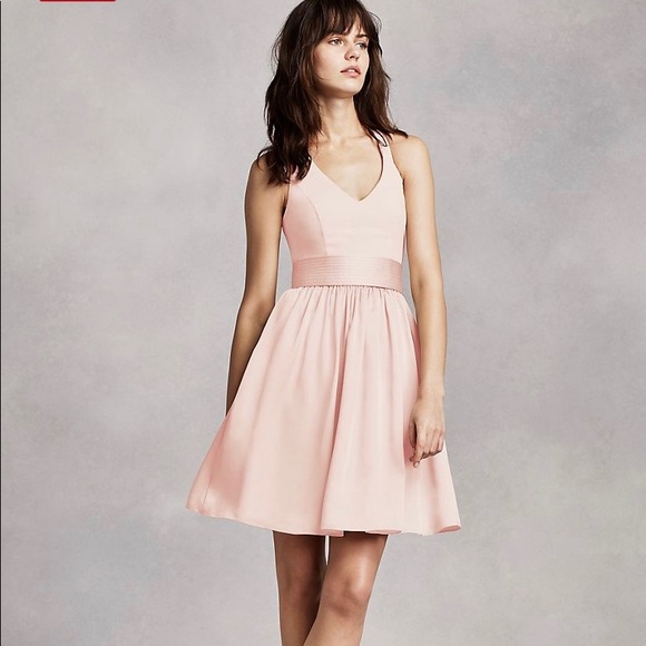 white by vera wang short halter bridesmaid dress